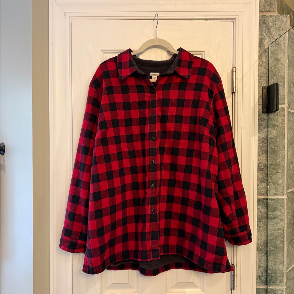 L.L. Bean Red and Black Checkered Fleece